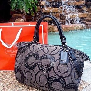 Authentic black/grey sequin coach purse